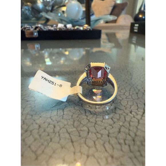 Pink Emerald cut Cz ring size 7 - Picture 9 of 10